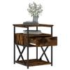 Table de chevet - Maison Exclusive - Chêne fumé - Bois d'ingénierie et cadre en fer - 40x42x55 cm