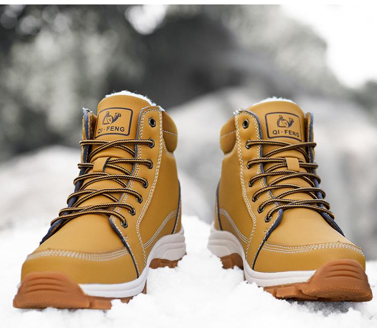Men's Waterproof Non-Slip High-Top Hiking & Travel Shoes - Versatile, Outdoor, Plus Size, Velvet-Lined.