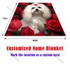 Maltese dog and roses Pattern Blanket Warm Soft Fluffy Kids and Adult Sofa Bed Throw Blanket Suitable Home Travel Camping