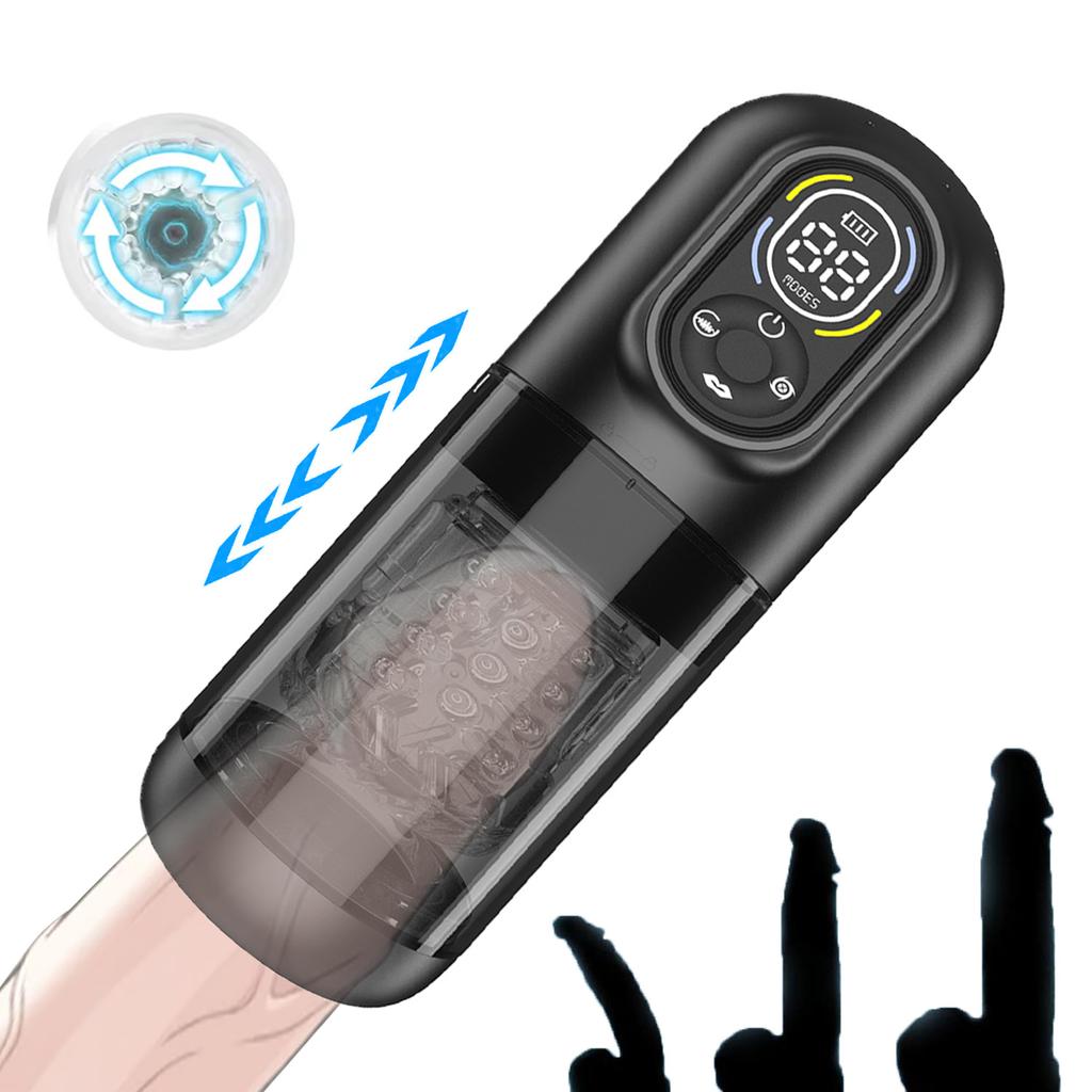 Automatic Male Sex Toys Penis Pumps Male Sex Toys with Suction Vibration Thrust and Rotation 7 Modes Textured 3D Simulation Sex Toys