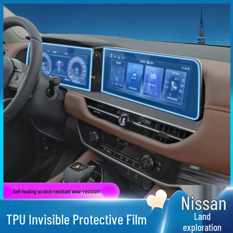 Nissan Terra Interior Protection Kit: TPU Film for Navigation, Gear Shift, Screen, B-Pillar, Headlights.