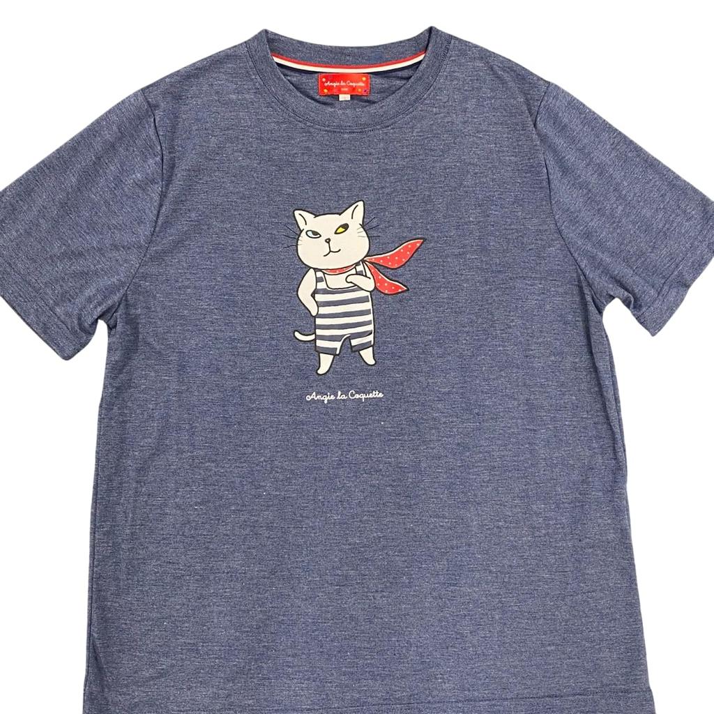 Takihyo Angie La Angie Pajama Short Length Cotton Navy Coquette/Beautiful Set, Sleeves, 3/4 Pants, Jersey, Women's, Summer,