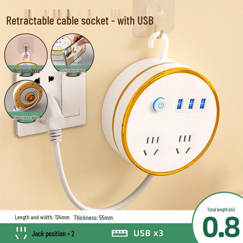 Einziehbare USB-Steckdosenleiste mit Kabelpanel für den Heim- oder Wohnheimgebrauch