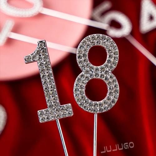 JUJUGO Number 0-9 Birthday Cake Topper, Cake Insert Card, Water Drill, Birthday Decoration, Cake Ornament, Commemorative Photo, Handmade Cake, Cake Sp