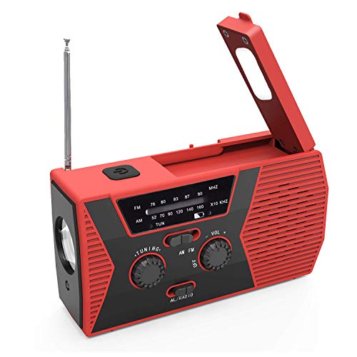 

COOLEAD Hand Crank Radio Light, Solar Powered Radio, Emergency Radio, Flashlight, LED Light, USB Rechargeable, Smartphone Charging, AM/FM Radio, Multi