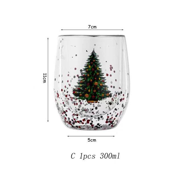 YWDL Double Wall Christmas Glass Cup High Borosilicate Glass Mug Heat Resistant Tea Milk Coffee Cup Drinkware Christmas Gift