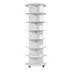7 Tiers Rotating Shoe Rack Tower with Wheels, Movable 360° Spinning Carousel Display, Lazy Susan Organizer Closet Shelf for Living Room, Entryway,