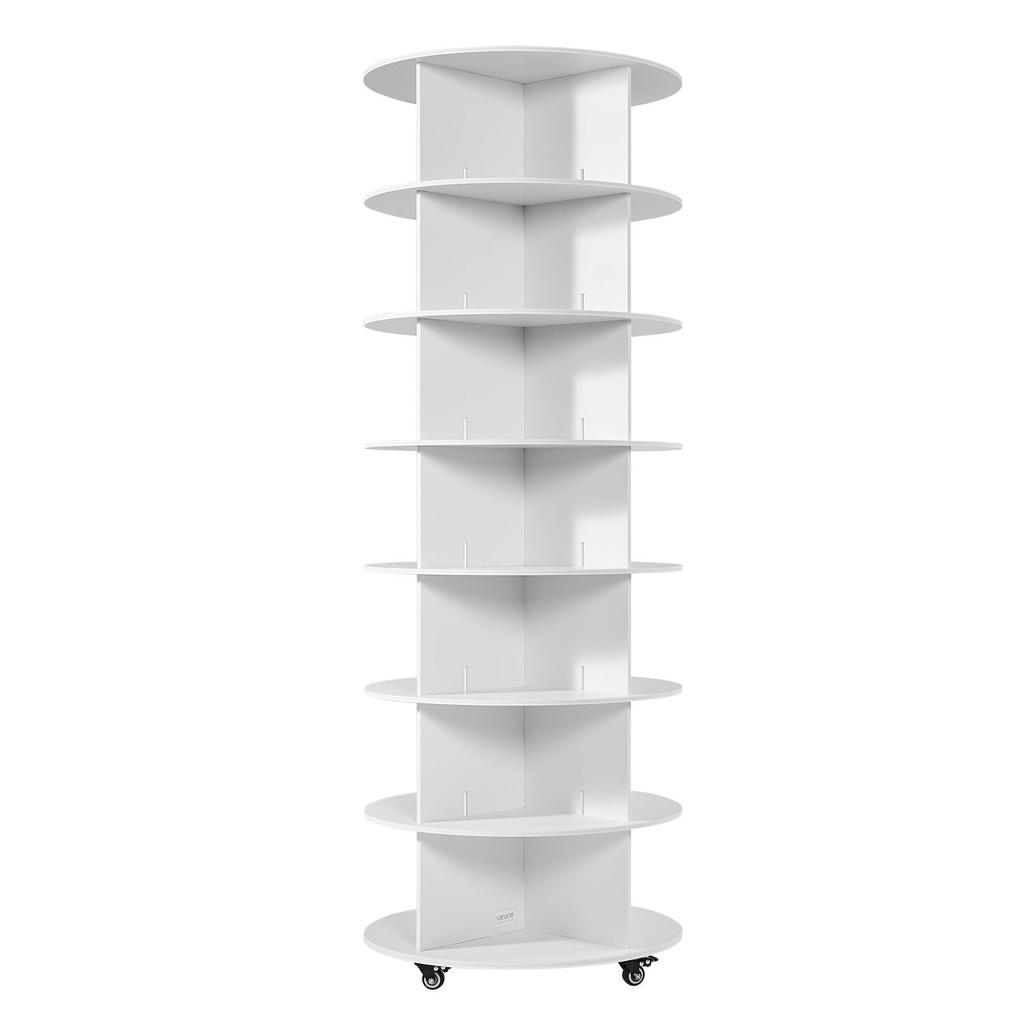 7 Tiers Rotating Shoe Rack Tower with Wheels, Movable 360° Spinning Carousel Display, Lazy Susan Organizer Closet Shelf for Living Room, Entryway,