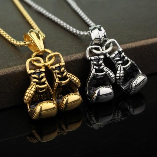 Modische Herren Boxhandschuh Anhänger Kette Halskette Fitness Sport Schmuck Geschenk