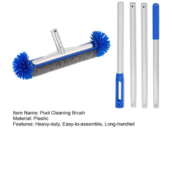 Pool Cleaning Brush Corner Cleaning Scrubber Head with Handle Wide Brush Head with Semi-spherical Bristles for Pool Wall Tile