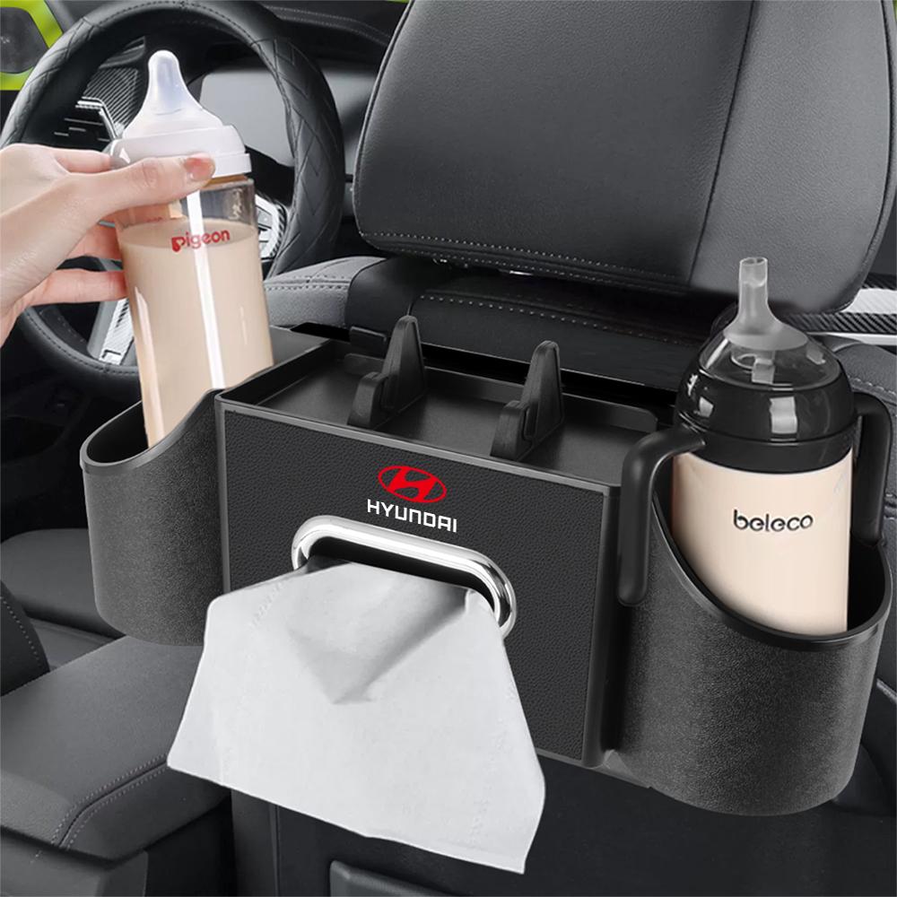 Car Chair Back Storage Bag Multi-function Tissue Box Water Cup Holder Storage Bag For Hyundai Kona Accent Elantra Tucson GDI I30 XX1