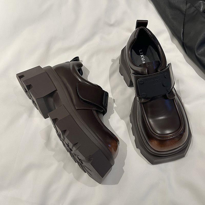 Small 2025 New Heightening Versatile Loafers Leather Shoes Women's Single Shoes Mary Jane Spring and Autumn Black Platform British Style