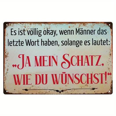 Iron Women Relationship Family Fun Saying Metal Sign - 8x12" 2D German Decor for Home