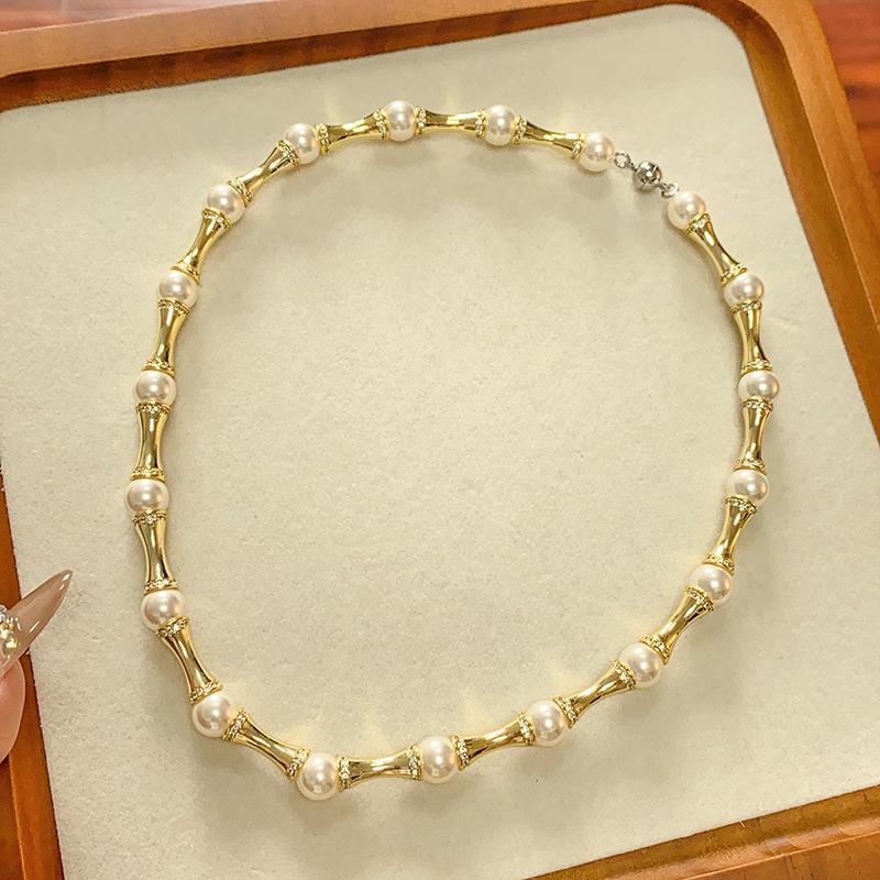 New Set Bracelet Collarbone Chain Retro Small Waist Bamboo Pearl Type Niche Versatile Batch
