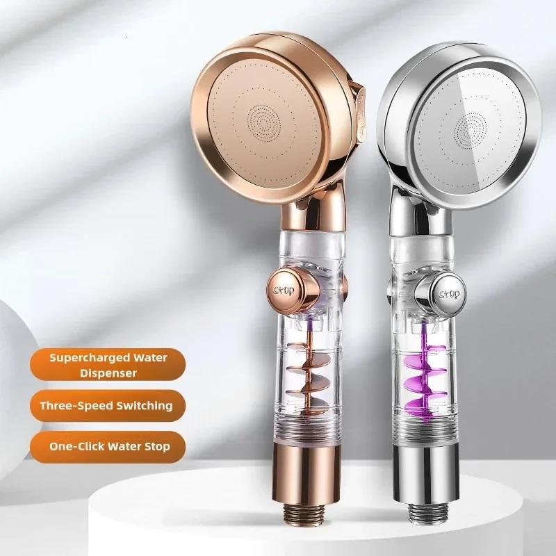 3 Modes High Pressure Shower Head Water Saving Showerhead with Stop Button Eco Filter Shower Head Bathroom Accessories