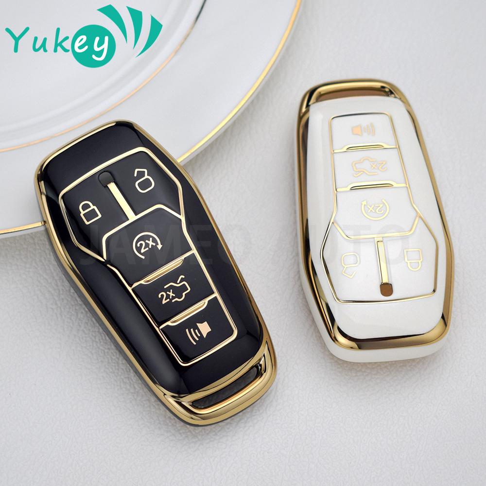 

Чехол для ключей автомобиля из ТПУ с 5 кнопками для Ford Fusion Mondeo Mustang F-150 Explorer Edge 2015 2016 2017 2018 Защита ключей