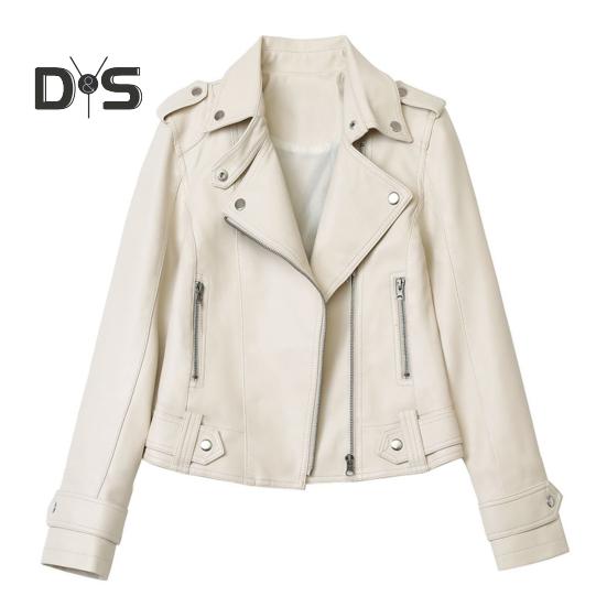 Dámská bunda Umělá kůže Hladký povrch Límec na zip Zip a nýt Dekor Dlouhé rukávy Moto kabát Cestovní svrchní oděvy
