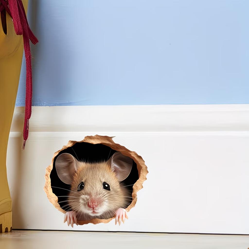1pc Creative Mouse Hole Wall Sticker, A Cute Mouse Design That Peeks Through A hole, Used for Fun Home Decoration in Living Room