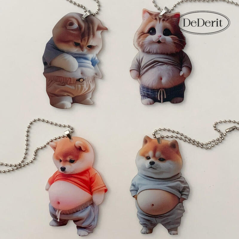 Katze Welpe dickes Kätzchen Hündchen Shiba Inu Acryl Schlüsselanhänger