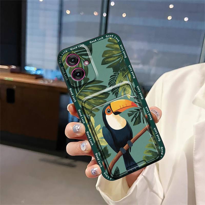 Full Wrap Soft Case Phone Case For MOTO G55 5G Fashion Design Silicone Card Slot Cover Anti-knock Durable Cute Anti-dust