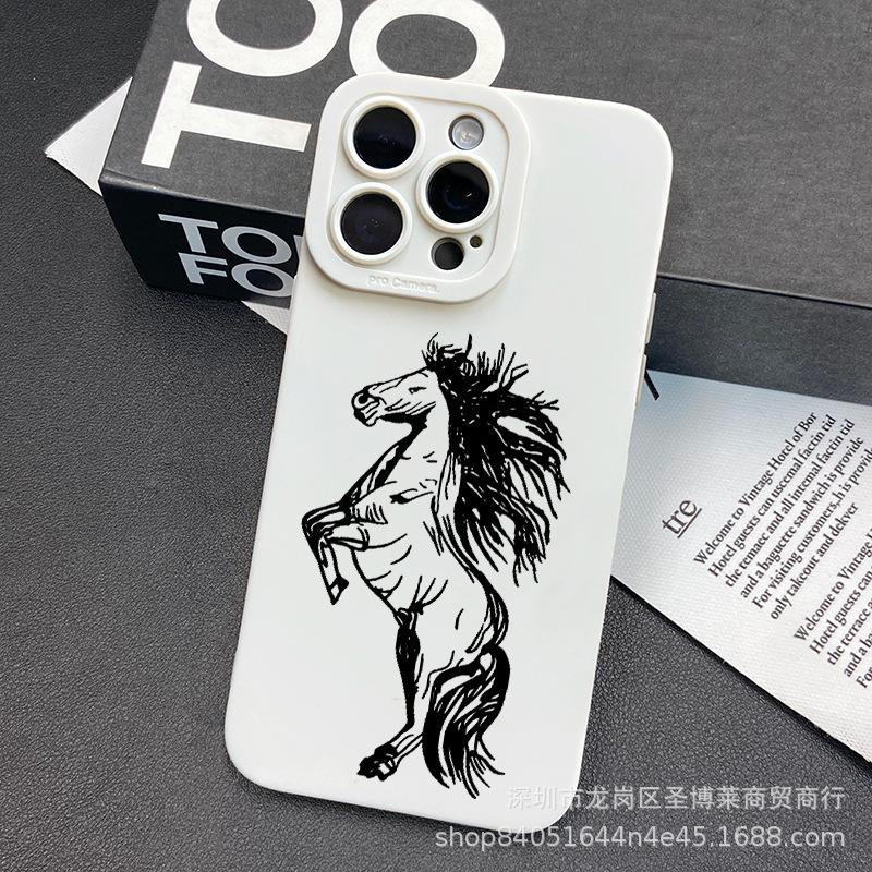 Black horse for Apple 15 mobile phone case iphone12promax case 14/13/11/XSMAX pupil eye 16 iPhone 7