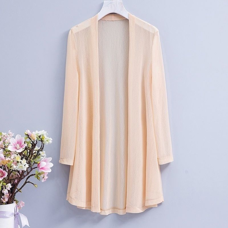 

Летняя одежда для защиты от солнца для женщин, длинный сетчатый платок с длинными рукавами, внешний кардиган 3XL абрикосовый