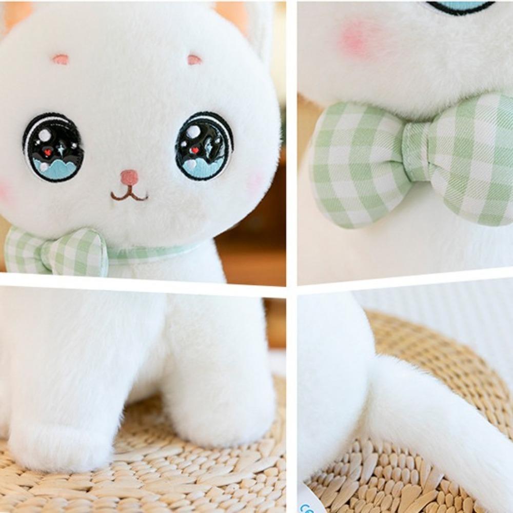 Cartoon Bow Cat Plush Fluffy Animal Stuff Doll Stuffed Toys Pink Cat Plush Toy  Children's Toys