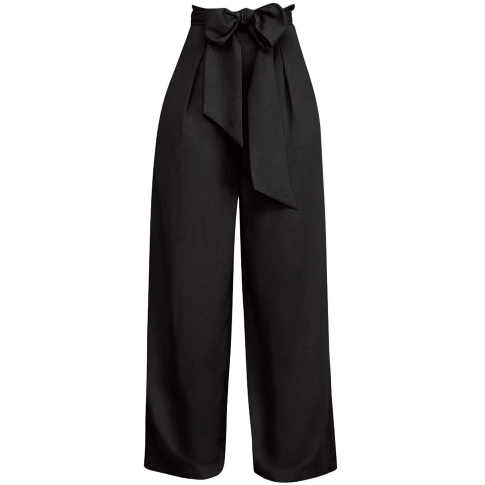 

Женские женские широкие брюки-палаццо с высокой талией, свободные брюки-кюлоты M чёрный