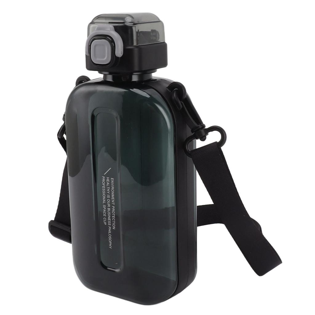 Flat Water Bottle 750ml Slim PC Silicone Leak Proof with Strap Flat Drinking Bottle for Sports