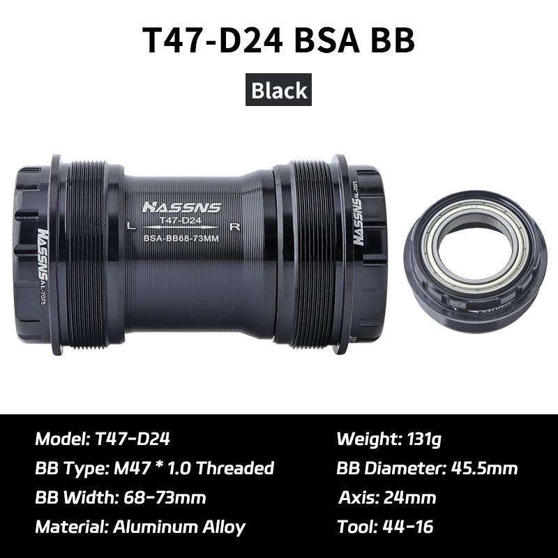 T47 Dub Bottom Bracket Bicycle BB T47 24mm Mtb Road Bike Dub Bsa Bottom Bracket T47 Ceramic Bottom Bracket 68mm T47-D24 Black