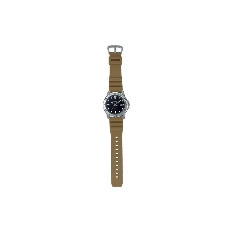 Casio 50 Meter wasserdicht Quarzwerk Harzarmband Japanische und Koreanische Uhr Herrenuhr Schwarzes Zifferblatt MTP-VD01-5EV