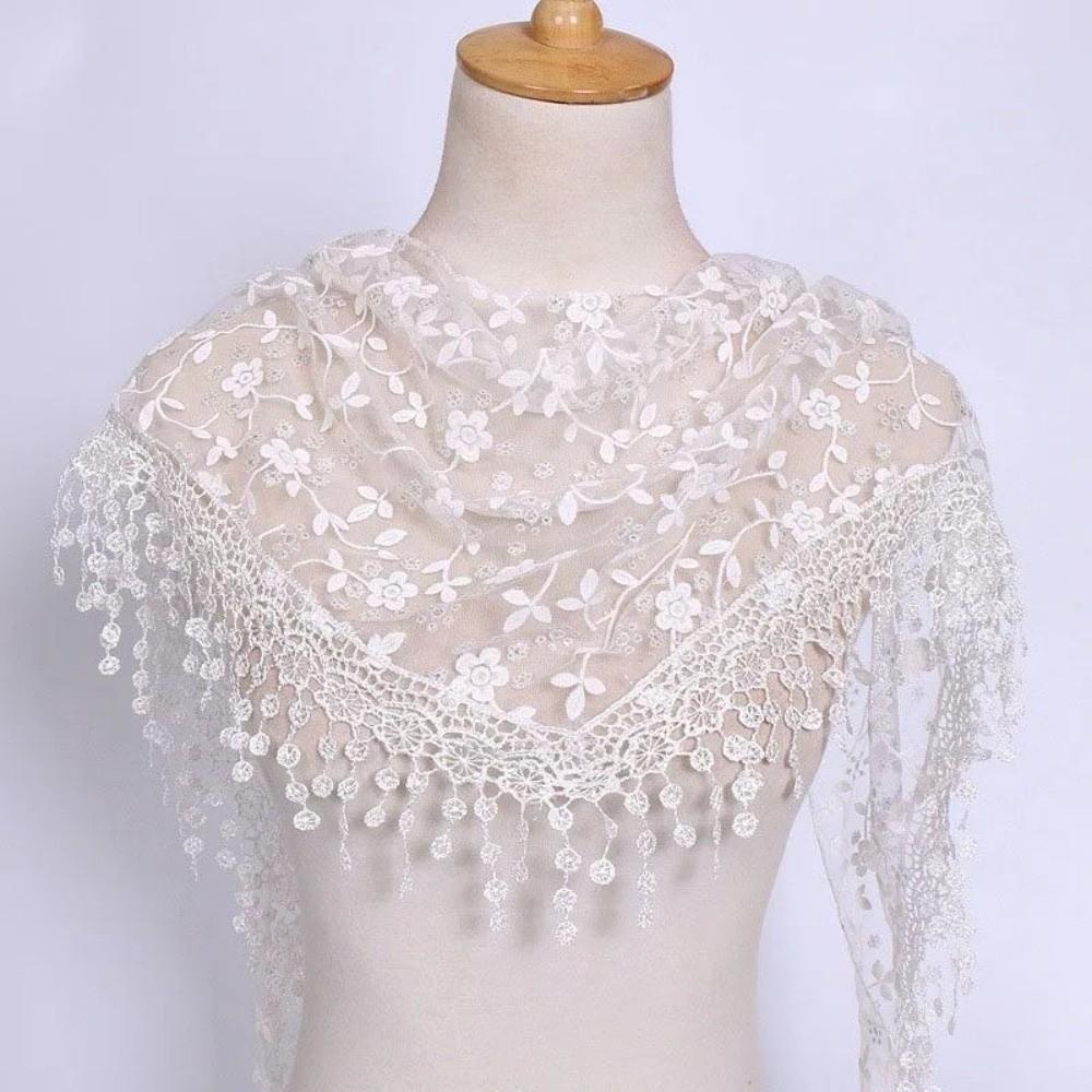 Breathable Lace Triangle Headscarf Embroidered Women's Head Veil Gifts Floral Embroidery Shawl