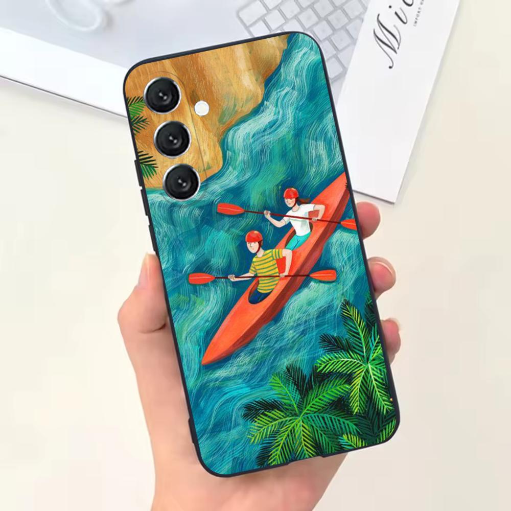 

Kayaking illustration Phone Case For Samsung Galaxy A13,A21s,A22,A31,A32,A52,A53,A71,A80,Soft Black Shell Samsung a535g