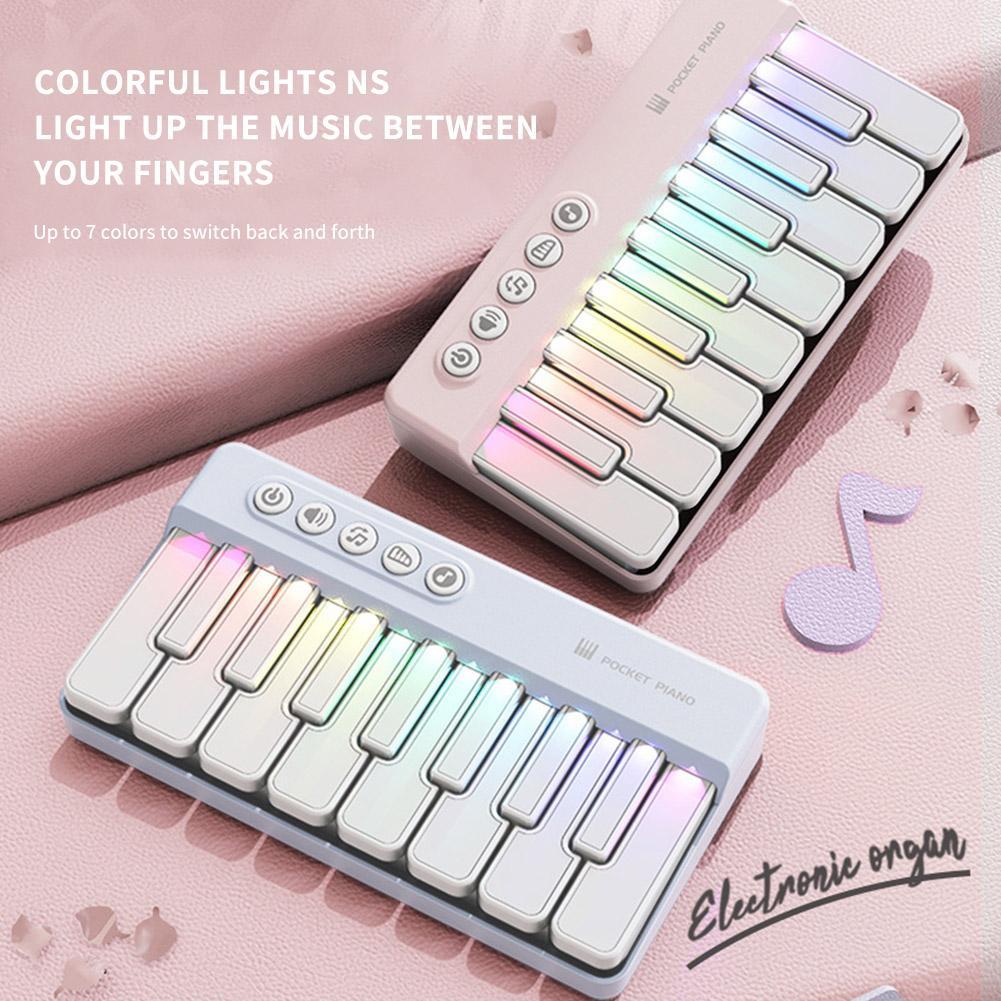 LED Rainbow-colored Keys Electronic Keyboard Kids Cartoon Piano Keyboard Music Baby Instrument Music Educational Toys Kids Gifts