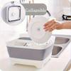 ¡Adecuado para uso en exteriores! El lavabo plegable para platos viene con un tapón de drenaje y un asa, lo que facilita el almacenamiento en la cocina.