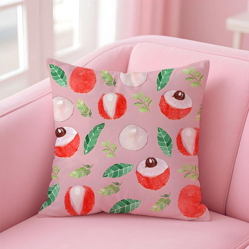 Fashionable Fruit Print Pattern Art Cushion Cover Pillowcase Short Plush Invisible Zipper Room Sofa Cushion Cover
