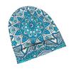 2D Flat Printing Boho Style Blue Pattern Adult Knit Beanie with Easy Modern Style Fits Effortlessly Into Seasonal Wardrobes And Pairs Well with Jacket