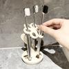 Ceramic Flower Shaped Toothbrush Holder Bathroom Storage Holder Desktop Makeup Brush Storage Rack Bathroom Supplies