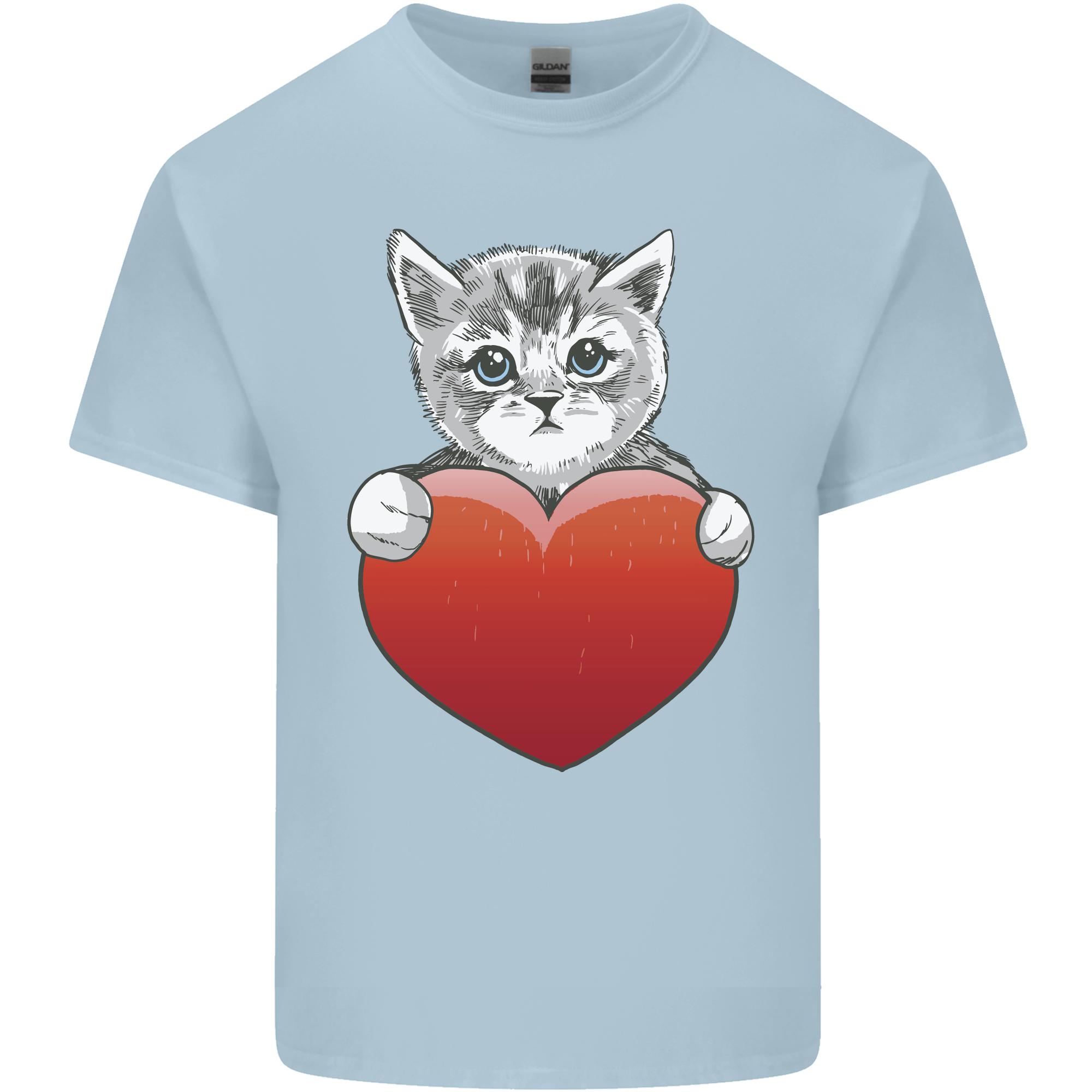 A Cute Cat With a Heart Love Valentines Day Unisexs Light Cotton TShirt S