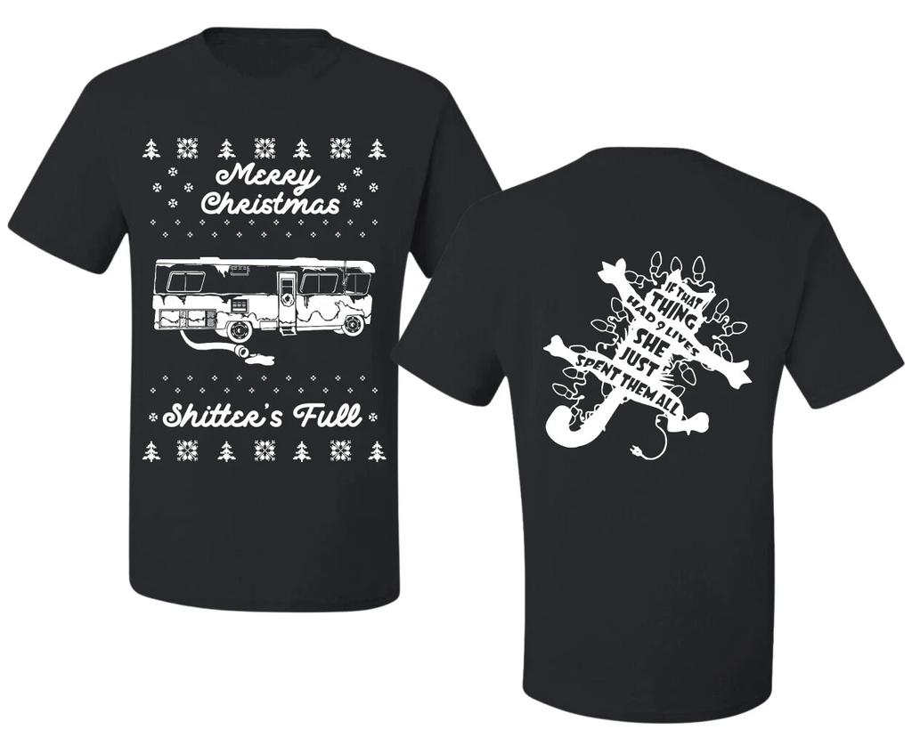 Merry Christmas Shitters Full Movie Quote Front and Back Men Graphic T- Shirt