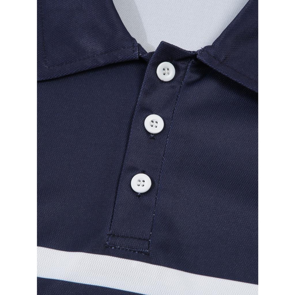 New Men's Casual POLO Shirt Summer Lapel Buttons Striped Casual Versatile T-shirt Tops