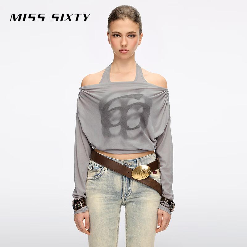 MISS SIXTY 2026 Spring Printed Off-Shoulder Halterneck T-Shirt S