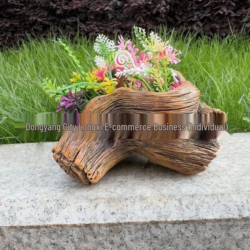 Bedårande sittande stor mage blomkruka skulptur för trädgård eller gräsmatta