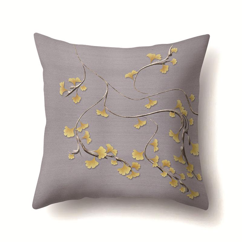 Leaves, Geometric Branches, Sofa Pillowcase, Single-sided Office Cushion Cover, Living Room Pillowcase, Biker Waist Pillowcase