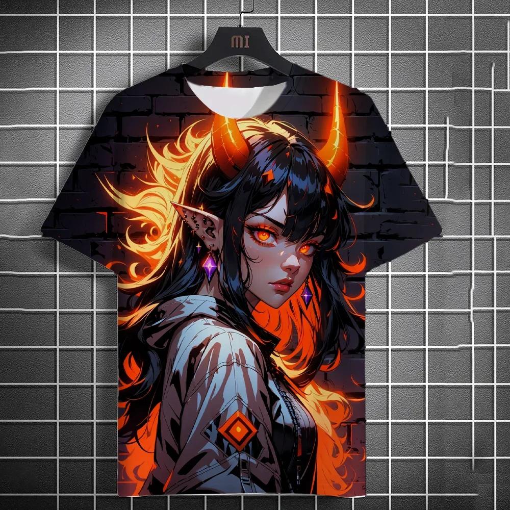 3D Printed 2026 New Anime Girl Pattern Women's T Shirt Summer Short Sleeve Fashion Casual Oversized Top Streetwear Cool Gift