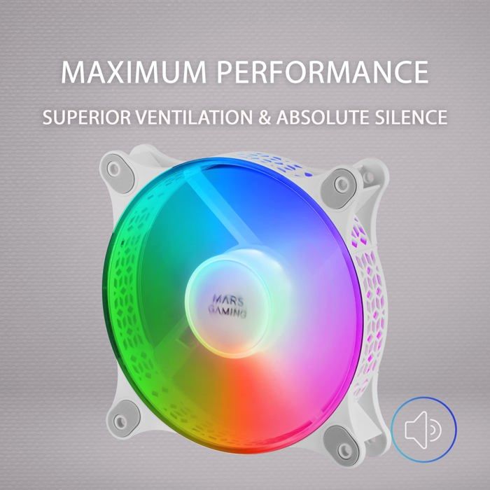 Ventilateur - Marsgaming - MFDUOW - 12 cm - Ultra-Silencieux - Double Connexion 3PIN + 4PIN