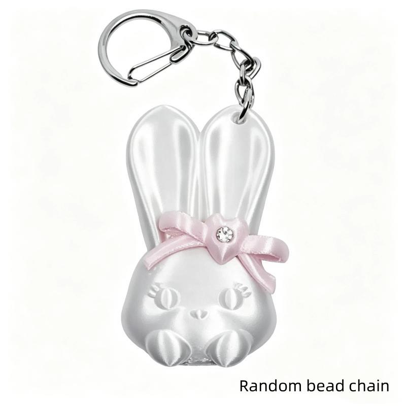3D Printed Rabbit Bottle Opener Keychain Rhinestone Bow Cute Bunny Charm Bag Pendant for Girls Daily Carry Gifts