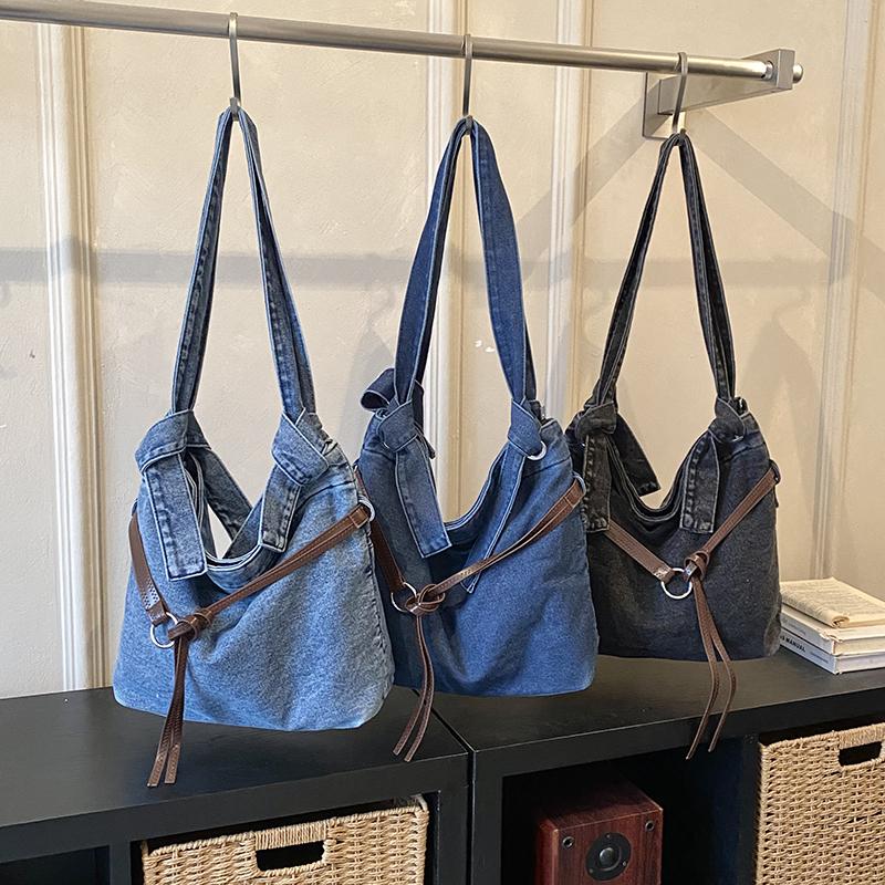 Große Kapazität Commuter Tote Bag Damen Schulter Crossbody Tasche Jeans Tasche