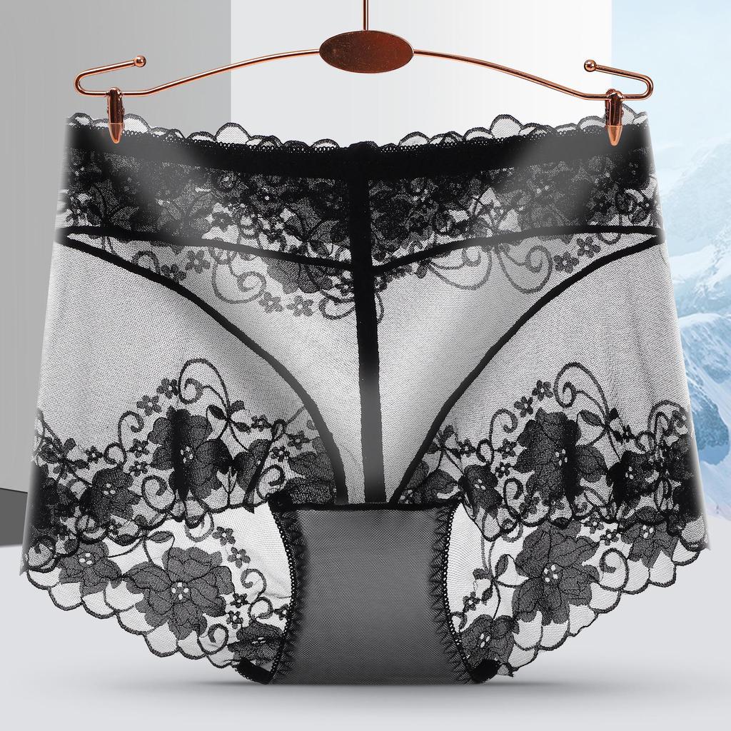 618 Spring/Summer Lace Mid-Waist Hip Lift Triangle Panties - Comfortable Plus Size Women's Underwear with Cotton Crotch