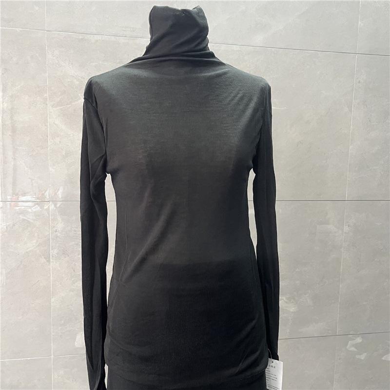 

Women s Sheer High-Neck Long-Sleeve Tee – Stylish Layering Piece for Spring and Autumn One Size